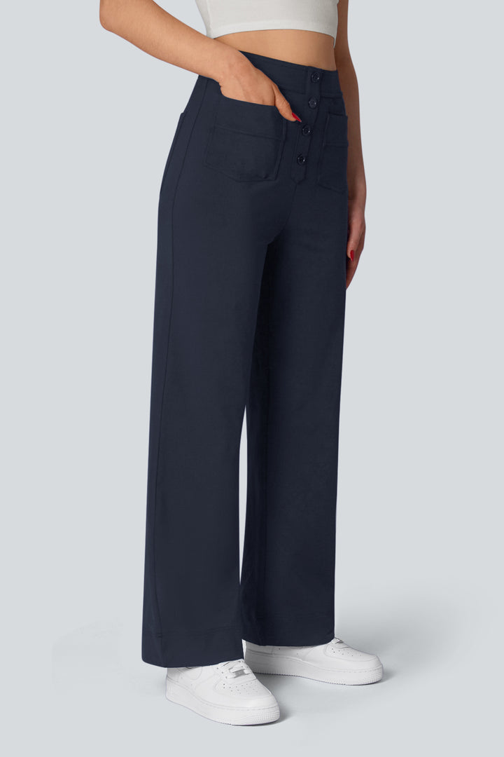 HIGH WAISTED ELASTISCHE CASUAL PANTS