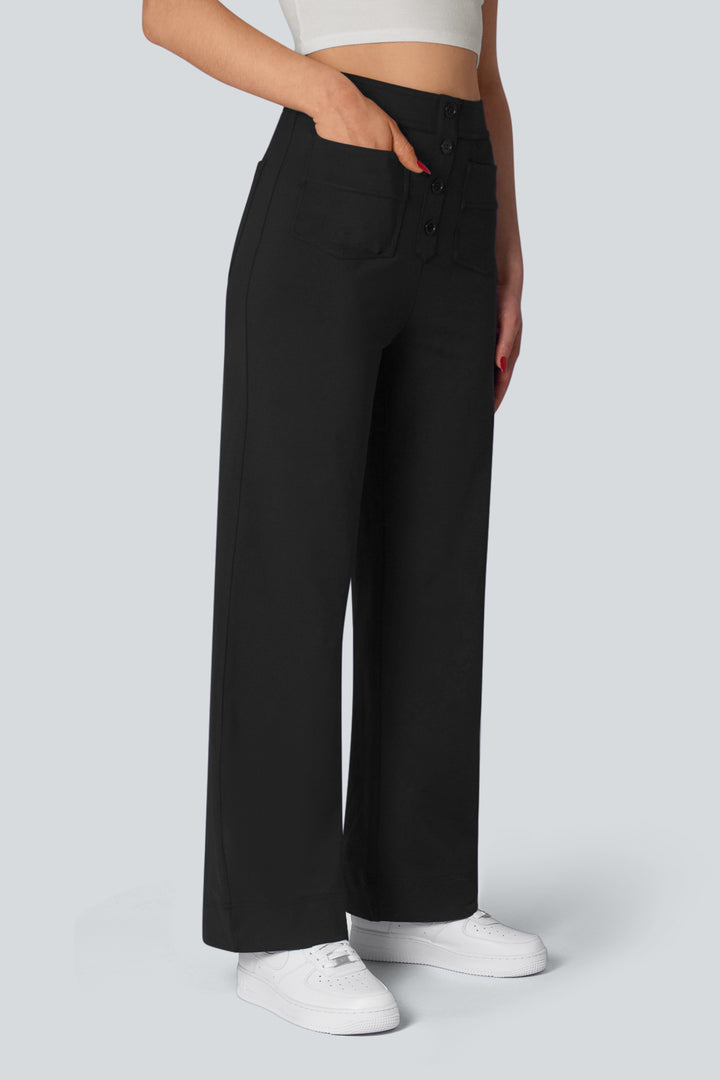 HIGH-WAISTED ELASTIC CASUAL PANTS