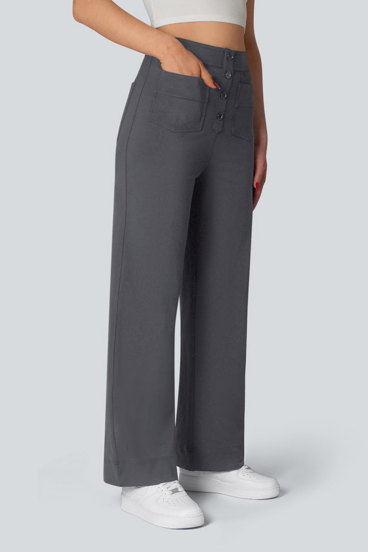 HIGH-WAISTED ELASTIC CASUAL PANTS