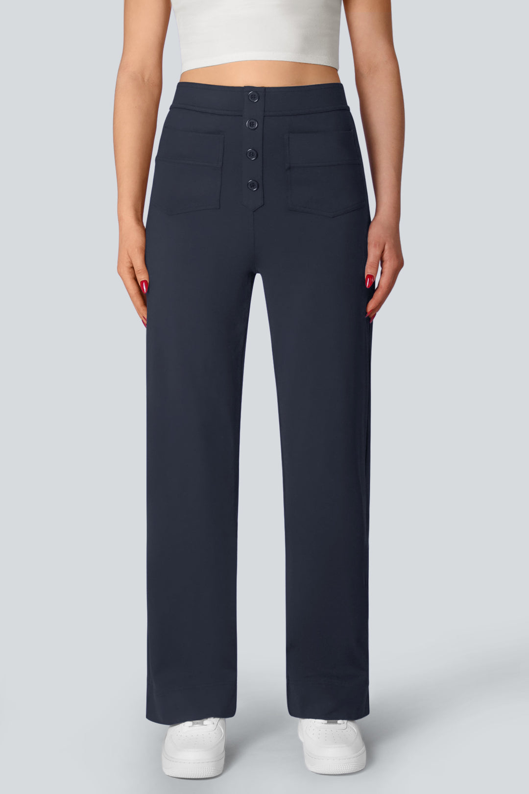 HIGH WAISTED ELASTISCHE CASUAL PANTS