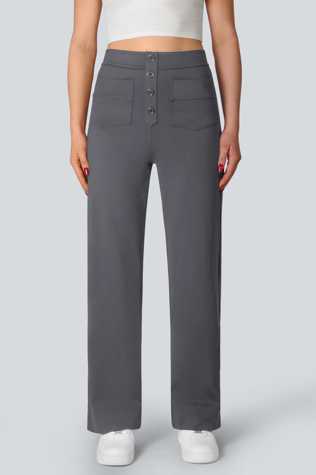 HIGH WAISTED ELASTISCHE CASUAL PANTS