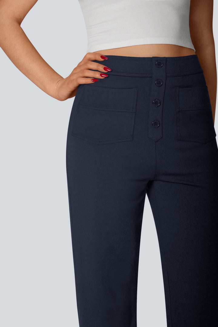 HIGH-WAISTED ELASTIC CASUAL PANTS