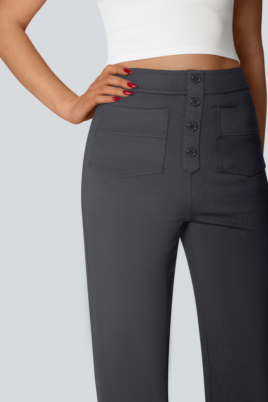 HIGH WAISTED ELASTISCHE CASUAL PANTS