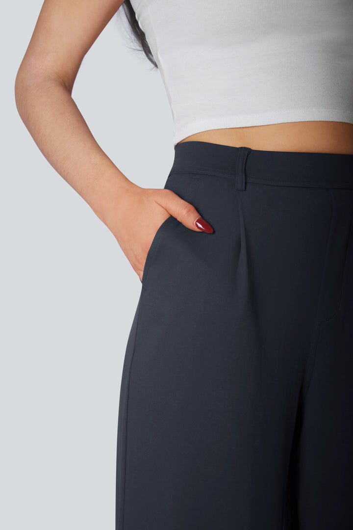 High Waisted Side Pocket Straight Leg Work Pants