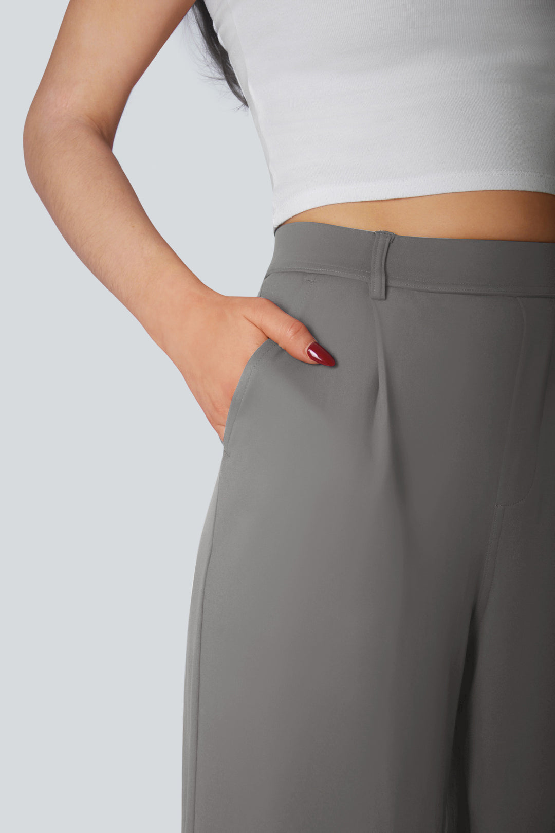 High Waisted Side Pocket Straight Leg Work Pants