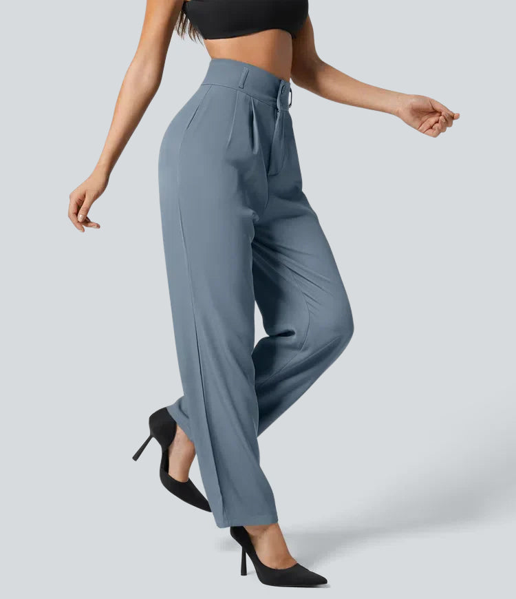 High-waisted effen pantalon