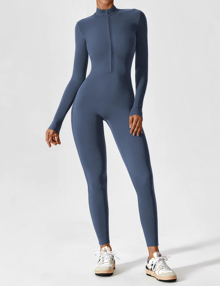 Long Sleeve/ Short Sleeve Zipper Jumpsuit