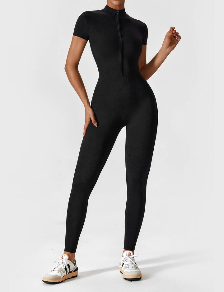 Long Sleeve/ Short Sleeve Zipper Jumpsuit